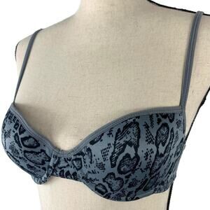 No Boundaries Push Up Bra Lightly Padded Animal Print Gray Black Womens Sz 34B